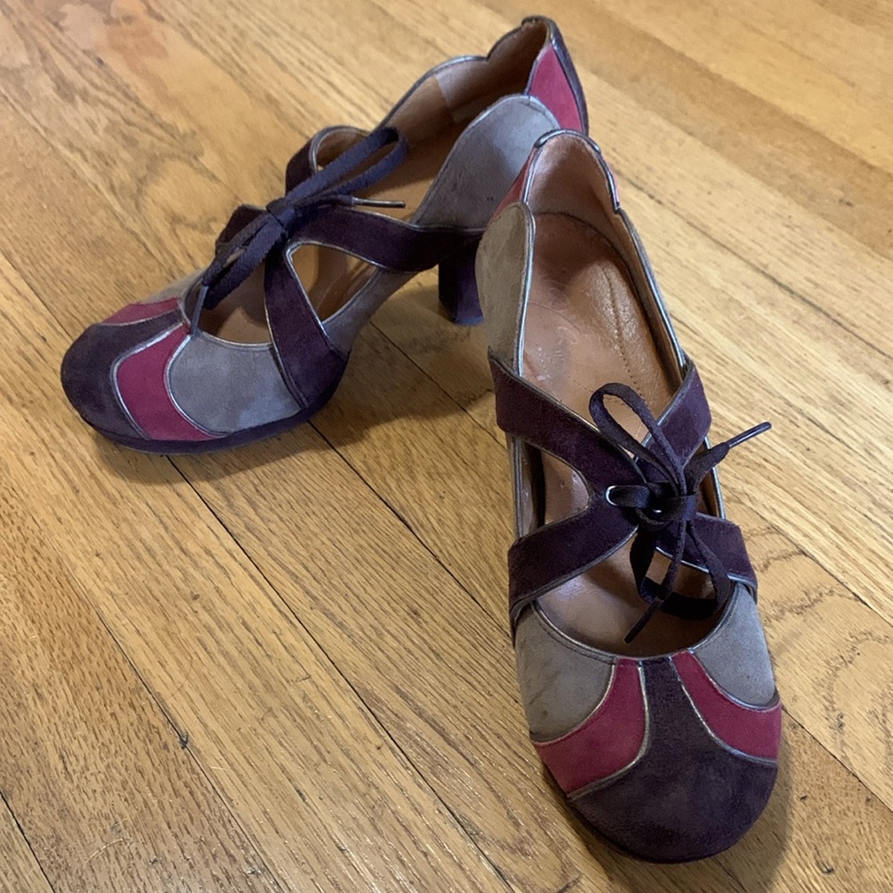 Maya 6.5 suede tie front shoes
